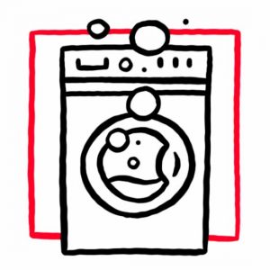 Illustration einer Waschmaschine als Symbol für die Waschküche