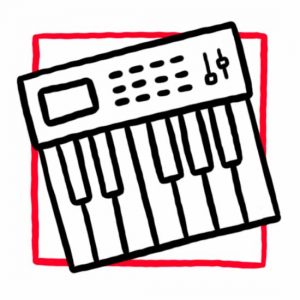 Illustration eines Keyboards als Symbol für den Musikraum