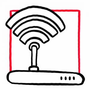 Illustration eines WLAN Routers als Symbol für Internet
