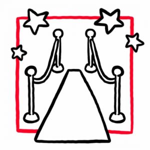 Illustration eines roten Teppichs (wie bei einer Gala) als Symbol für den Festsaal